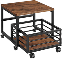 HOOBRO Table d'appoint moderne, support pour mini-réfrigérateur, rangement carré 19,7 pouces, roulettes, pieds réglables, structure métallique robuste, salon