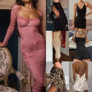 Venta al por Mayor de Vestidos Cortos de <span class=keywords><strong>Manga</strong></span> <span class=keywords><strong>Corta</strong></span> con Cuello Cuadrado Retro Elástico Estampado para Mujer, Ropa de Verano para Mujer, Envío Aleatorio - Product Image 2