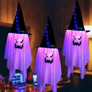 Lámpara de Araña LED con Fantasma Brillante y Cara de Calabaza para Halloween - Decoración Espeluznante para Fiestas, Decoración para Casas Encantadas - Product Image 4
