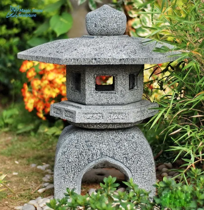 Ручная резка Yukimi белый гранит японский фонарь для наружного двора сада