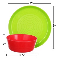 Ensemble de 4 bols et 4 assiettes en plastique pour enfants, réutilisables, compatibles lave-vaisselle et micro-ondes, sans BPA, pour tout-petits