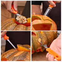 Topverkoper 7-delige Halloween pompoen snijset Premium kwaliteit metaal PP plastic handmatige groothandelsset voor fruit- en groentesnijden