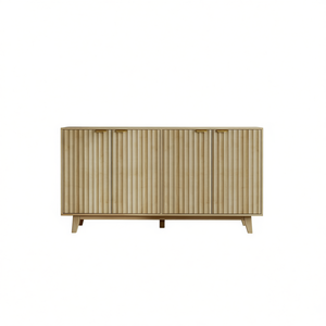 Credenza Moderna in Legno Stile Mid-Century, Mobile Buffet con Maniglie in Ottone, 5 Piedi di Altezza, per Sala da Pranzo - Product Image 1