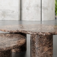 Table basse moderne en pierre Emperador foncé faite à la main en marbre brun pour la décoration d'appartement