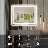 Cermin Kamar Mandi Bingkai Aluminium Alloy Modern dengan WiFi, Radio, dan LED, Standar ETL untuk Hotel Bintang Lima, Ukuran 800 X 800mm, Persegi Panjang, Sentuh