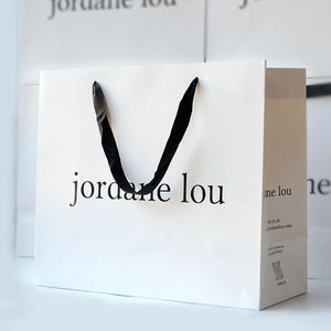 Sacs en papier blancs de luxe pour emballages cadeaux, bijoux, vêtements, avec votre propre logo personnalisé, vente en gros - Product Image 1