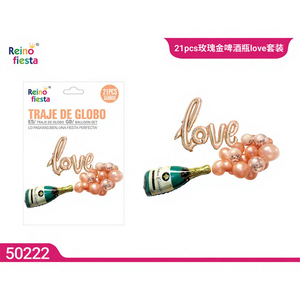 Peiyong Ensemble de 21 ballons en or rose pour la décoration de bouteilles, pour décorations de fête haut de gamme, modèle 50222 - Product Image 1