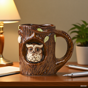 Taza de búho artesanal 3D, taza de cerveza de cerámica de 18,6 oz, taza de café, regalos de cerveza clásicos para hombres y mujeres, regalos de Navidad, taza de café - Product Image 3