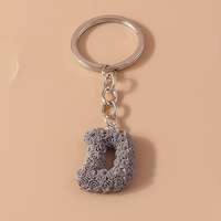 Porte-clés Pendentif Lettre Fleur Rose en Résine, Accessoire Anglais Créatif et Tendance
