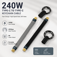 Cargador de Llavero USB-C a USB-C de Carga Rápida de 240W, 40GB, 8k, Cable Corto, Mini, OEM/ODM, Tipo C, Datos de Alta Velocidad