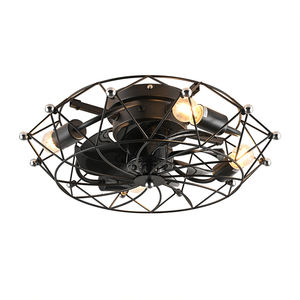 Ventilador de techo contemporáneo con aspas negras naturales, motor invertido, luz E26 y control remoto - Product Image 2