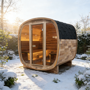 Sauna exterior para 4 personas de cedro rojo canadiense en stock, con calentador ETL - Product Image 2