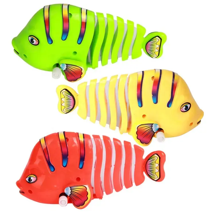 2023High Quality Multicolor Lockwork Swing Fish Toy Plastic Wind Up Cartoon Fish Fun Toys For Children Play Wiggle Fish Toys