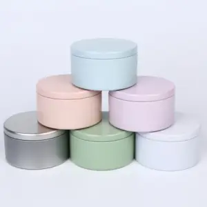 Manufacturer ODM OEM Customization Services Holiday Travel Tins for Candle Making Decals Colourful Round Tin Candle Jar with Box