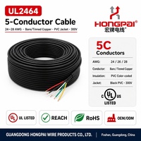 Câble de signal flexible HONGPAI UL2464 à 5 conducteurs, fil de cuivre toronné 24AWG, gaine PVC 300V, câble de commande électronique