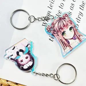 Custom Creative Gradient Two Side Printed Charm Anime Acrylic Keychain Japan Custom Logo Eco-friendly Zinc Alloy UV Printing