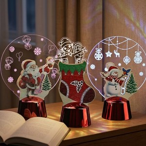 Décorations <span class=keywords><strong>de</strong></span> Noël, Veilleuse LED en Acrylique, Petite Lampe <span class=keywords><strong>de</strong></span> Table Lumineuse, Bonhomme <span class=keywords><strong>de</strong></span> Neige Coloré pour Personnes Âgées, Pendule <span class=keywords><strong>de</strong></span> Bureau - Product Image 4