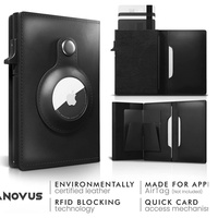 Tarjeteros de Cuero Genuino con Bloqueo RFID, Fundas de Aluminio para Tarjetas y Cartera para Hombre y Mujer