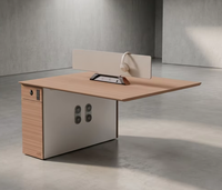 Poste de travail de bureau moderne à deux places avec long rangement, plateau de 9 mm, hauteur réglable, verrouillage par mot de passe, bureau de direction en panneau E1