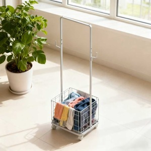 Cesto de Ropa Portátil con Ruedas, Tendedero Vertical para Ropa, Uso en Interiores y Balcones, Forma Rectangular - Product Image 4