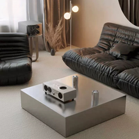 Table basse de luxe minimaliste durable, aspect haut de gamme, pour salon, usage domestique, table à thé carrée, petit appartement, finition mate brossée