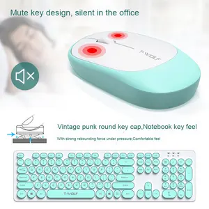 Ensemble clavier et souris sans fil TF770 rétro rose punk, 104 touches, connexion USB, étanche, accessoires de <span class=keywords><strong>bureau</strong></span> - Product Image 3