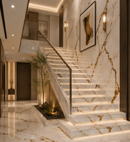 Comptoir de cuisine moderne en marbre doré Sofitel, escalier de villa, salle de bain, salon, chambre, revêtement mural et de sol pour hôtel