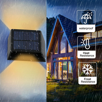 Lampe murale solaire LED extérieure à double éclairage latéral, angle réglable, étanche, lampe de clôture de jardin, étanche IP65