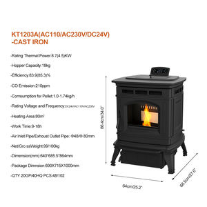 <span class=keywords><strong>Cheminée</strong></span> autonome à granulés de bois de style classique en fonte pour intérieur, DC24V/AC110V/AC230V KT1203A - Product Image 2