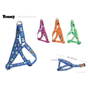 Harnais pour animaux de compagnie Yommy réglable 56-81 cm bleu vert orange rose à motifs pour chiens de petite et moyenne taille - Product Image 1