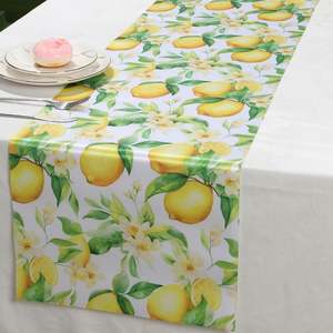 Camino de mesa de fruta fresca-Vibrante y animado Oasis tropical Patrón de fruta Camino de mesa Tributo Satén Suministros de decoración para fiestas - Product Image 2