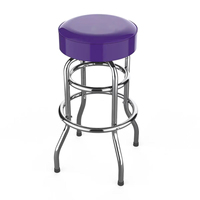 Tabouret de bar pivotant sans dossier en chrome à double anneau de la série Classic avec logo personnalisé