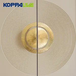 Koppalive Modern Line Hammer Aged Solid Brass Kitchen Closet Cabinet Handles And Knobs Gold Semi Circular Handle For Furniture