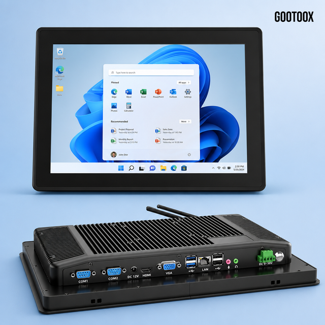 12.1/13.3/15/15.6/21.5 Inch Industrial Panel PC, Embedded Fanless All-in-One Touch Computer with HDMI VGA LAN Ports
