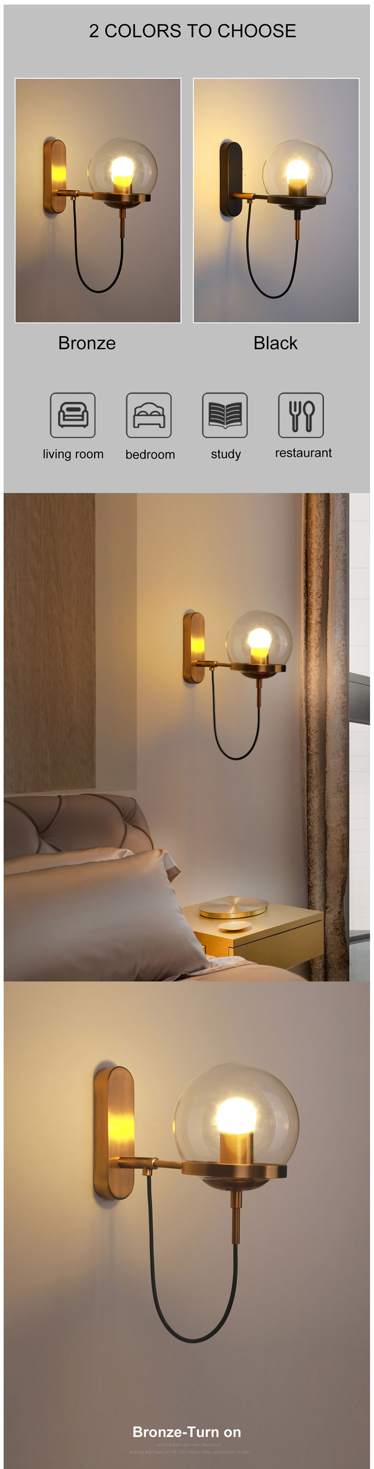 Modern Gold Indoors Guest Living Room Mounted European E27 Bulb LED Wall Light Fittings