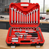 KAFUWELL SS23236A 61 pièces Ensemble d'outils à main multifonctionnels en chrome vanadium rouge, boîte à outils solide, réparation automobile, entretien