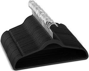 Strong Durable 25 Pack Black Non Slip Rubber Coated <strong>Velvet</strong> Slim Garment Clothes Hangers - Product Image 1