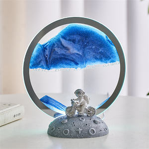 Yaratıcı modern quicksand masa lambası yuvarlak sanat sıvı hareket kum saati 3d ev oturma odası başucu masa için gece işık - Product Image 4