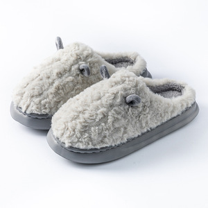 Pantuflas <span class=keywords><strong>de</strong></span> algodón para mujer, nuevo estilo Otoño Invierno, suela gruesa para parejas, zapatos cálidos <span class=keywords><strong>de</strong></span> algodón <span class=keywords><strong>de</strong></span> lana <span class=keywords><strong>de</strong></span> felpa antideslizantes para el hogar - Product Image 2