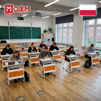 MINYI LEO Pologne Ensemble de mobilier scolaire pour salle de classe : Pupitre simple, pupitre double, chaise d'élève avec table intégrée pour l'école et l'université