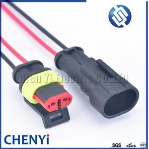 2 штыря мужской женский супер уплотнительный Водонепроницаемый Электрический автомобильный разъем штекер для автомобиля 282104-1 282080-1 с 15 см 18AWG провод - Product Image 3