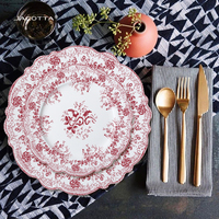 Rose Rose assiettes ensembles vaisselle assiette en céramique plateau plateau tasse à café soucoupe plats en gros
