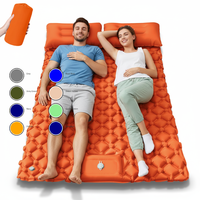 Matelas de camping gonflable double en TPU avec pompe à pied et oreiller, léger, durable, imperméable, lit d'air