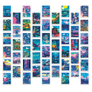 สติกเกอร์ไวนิลกันน้ำลายการ์ตูนอนิเมะฉากกลางคืน 50 ชิ้น สำหรับตกแต่งสเก็ตบอร์ด ขวดน้ำ - Product Image 1