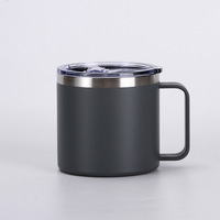 Taza de café aislada de 14 oz con asa, taza de café de viaje de acero inoxidable con tapa, taza de café de Metal al vacío de doble pared