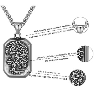 Grosir perhiasan baja tahan karat liontin pohon kehidupan liontin perisai kalung viking - Product Image 3