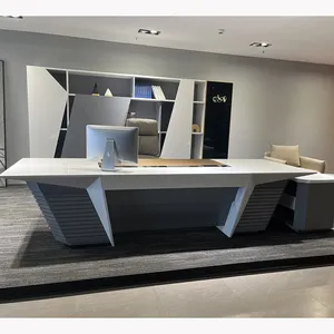 2024 Hot High-end Modern Luxury White Paint Luxury Executive Desk CEO Desk Boss Desk