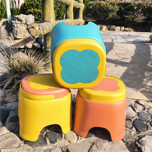 Portable <b>Plastic</b> <b>Stool</b> For Kids Thickened Bathroom <b>Stool</b> Low Chair Mixed Color 22x23.5cm Child Use - Product Image 2