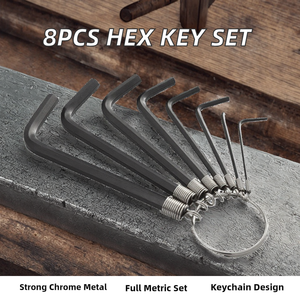 8pcs Industrial Hex L Allen <b>Key</b> Wrench Set with Keychain <b>Ring</b> Chrome Vanadium Steel Black Oxide Finish 1.5-6mm Sizes - Product Image 2