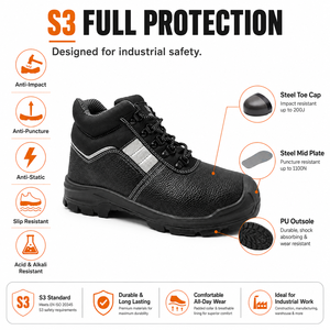 <span class=keywords><strong>Stivali</strong></span> di Sicurezza CE S3 a Taglio Medio con Punta in Acciaio Antiperforazione e Suola in PU per Lavoro Industriale - Product Image 4